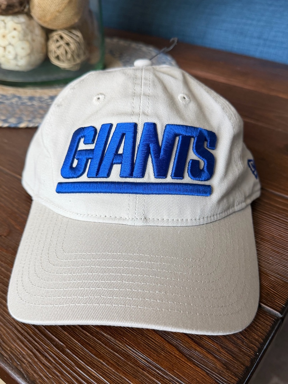 NWT New York GIANTS Embroidered Baseball Cap - Neutral with Blue Logo